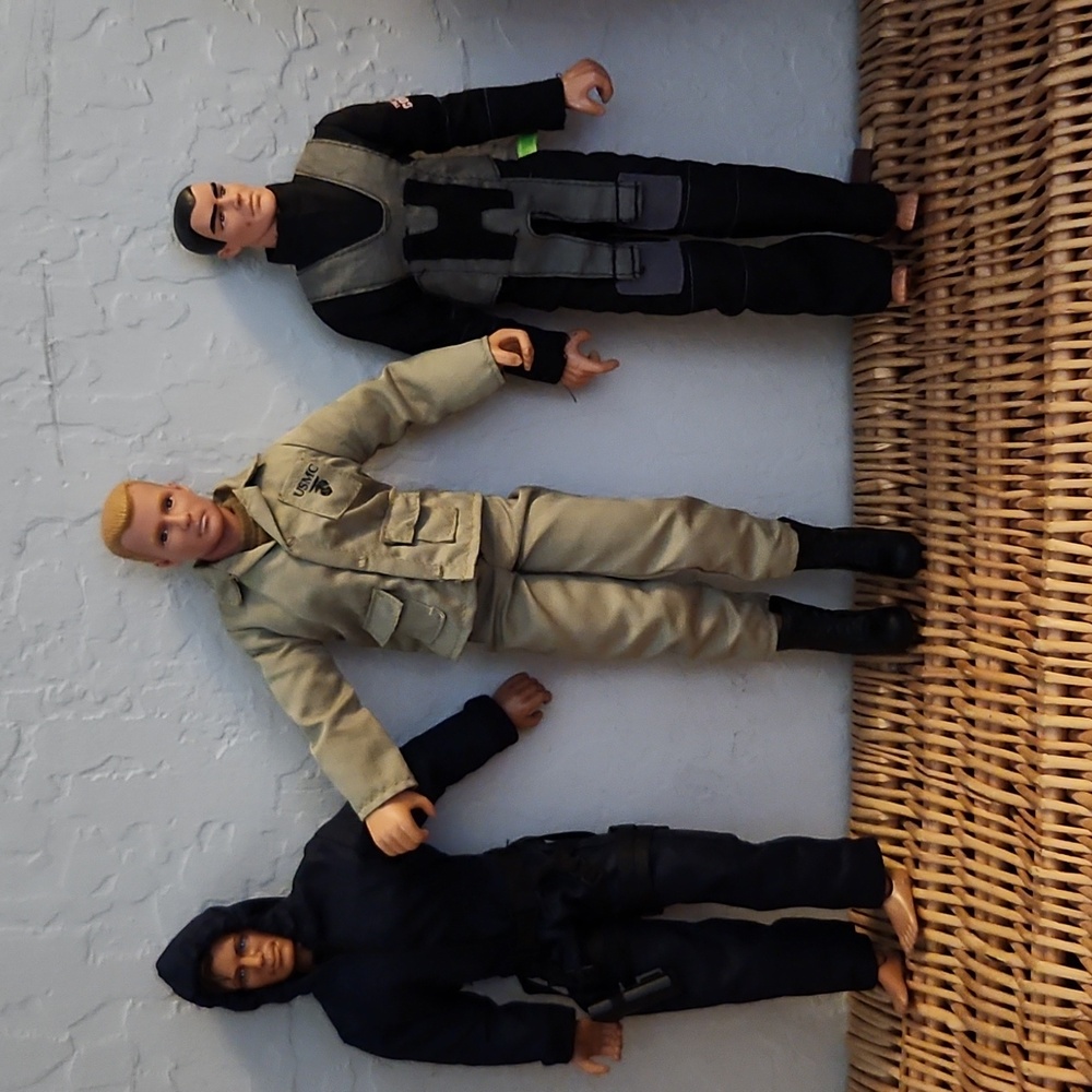 LOT of 3 Vintage Men Action Figures Clothed